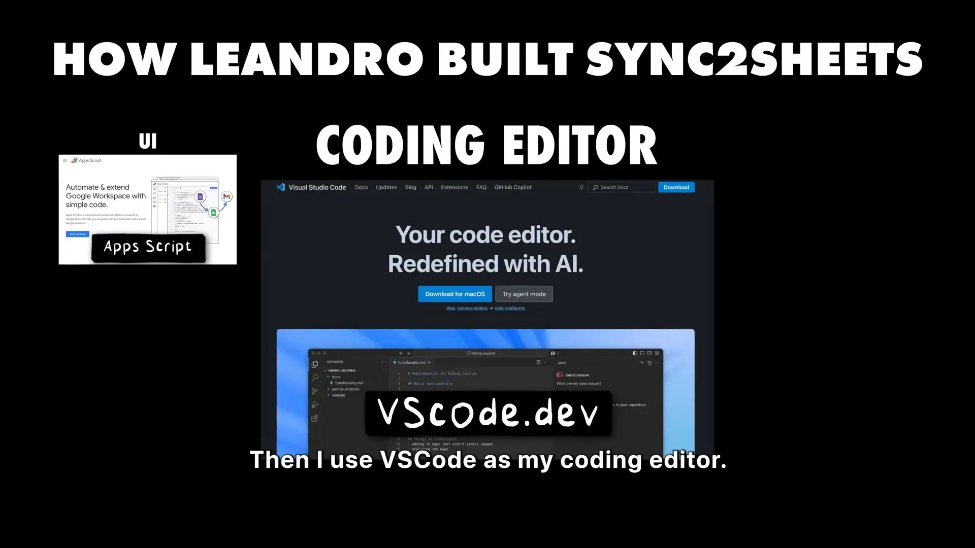 Leandro coding Send to Sheets in Visual Studio Code